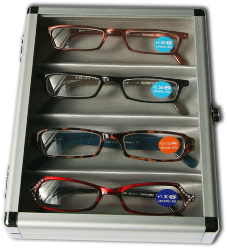 Brillenbox aus Aluminium fuer 3 Brillen